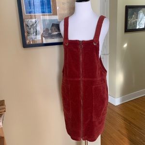 Wild Roots Burnt Orange OverAlls Corduroy Dress